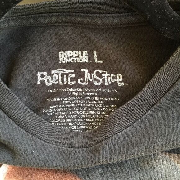 Poetic Justice Graphic Design T-Shirt Black Unisex Size L Fair Condition - Picture 4 of 7